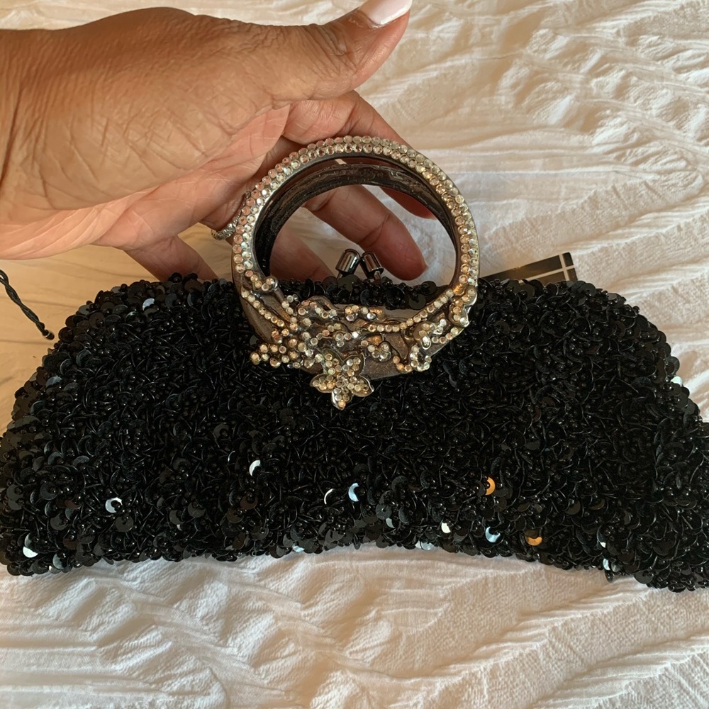 Black Sequence Evening Bag - Picture 2 of 6